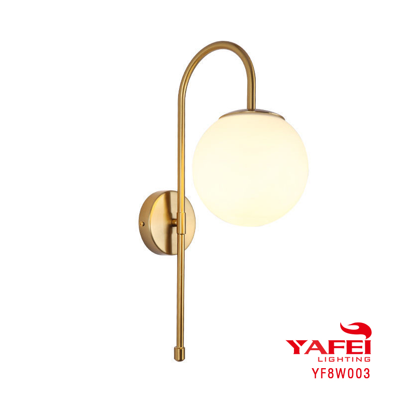 High quality prodcuts glass ball golden wall lamp-YF8W003