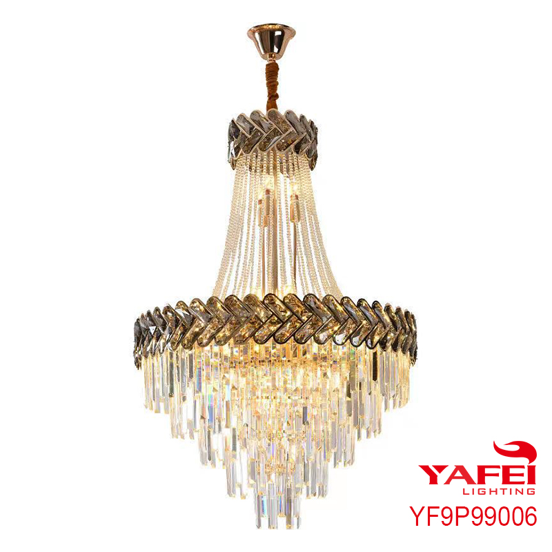 Modern Luxury Chandelier Round Raindrop Crystal Hanging Ceiling Light -YF9P99006