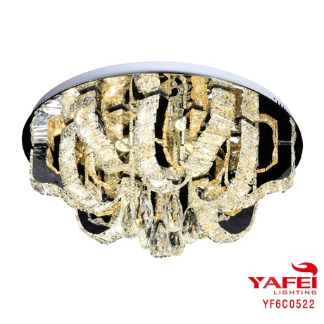 Yafei Modern K9 Crystal Rectangle Pendant Dining Ceiling Lighting 60CM