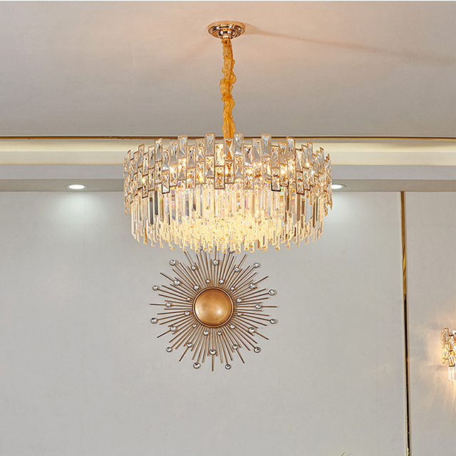 New Design Lamparas De Techo Golden Crystal Chandelier Hanging Lamp-YF9P99042