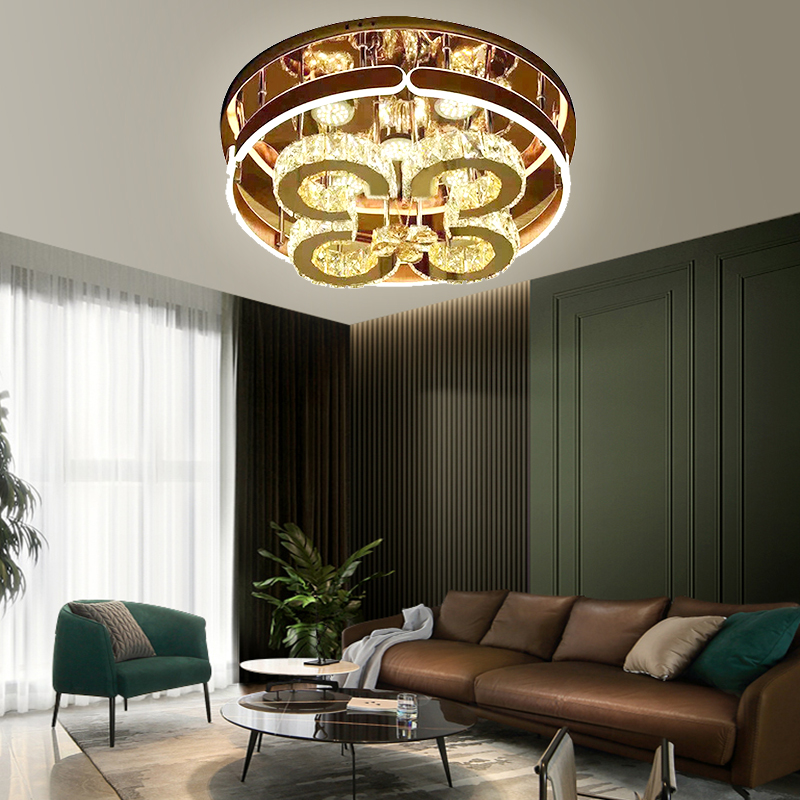 Hot-selling Led Tricolor Crystal Ceiling Lighting With Remote 