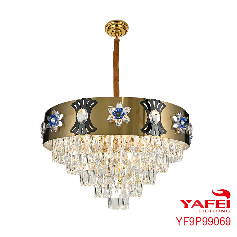 New Design Lamparas De Techo Golden Crystal Chandelier Hanging Lamp-YF9P99069