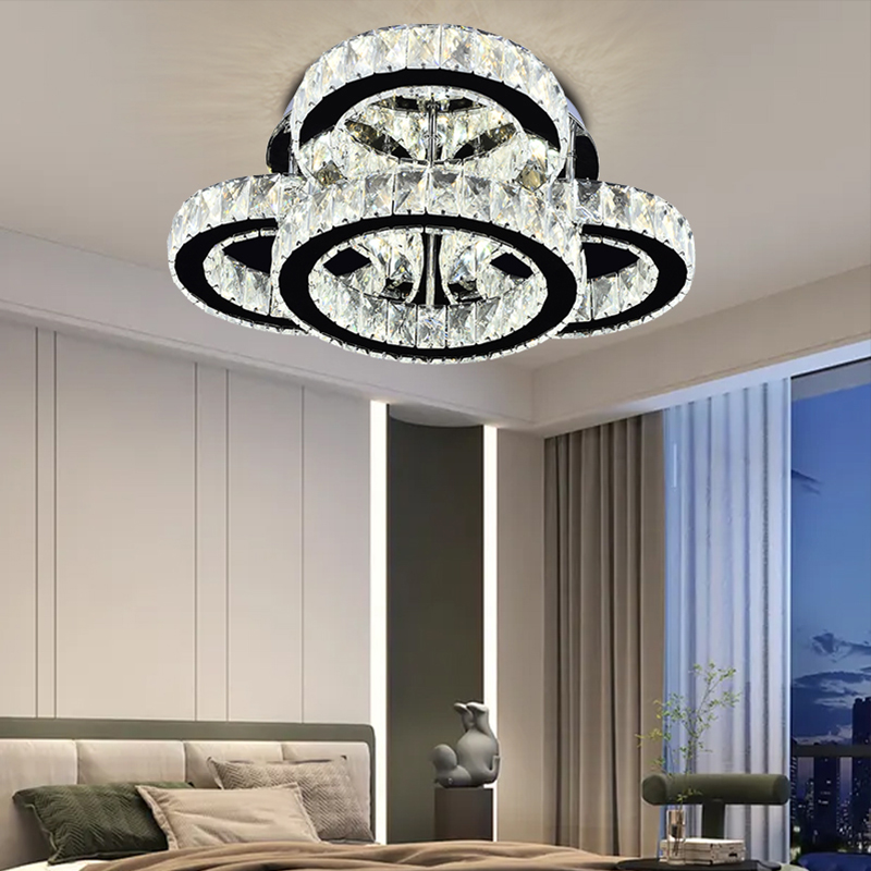  Crystal Ceiling Light 3 Colors with Remote Home Decoration Lamps Stainless Steel Led Ceiling Light
